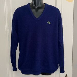 Vintage Izod Lacoste V neck navy blue acrylic sweater